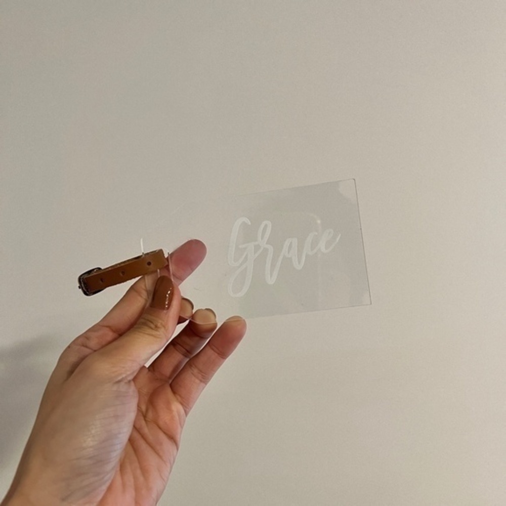 3/$25 NEW Acrylic Personalized 'Grace' Luggage Tag